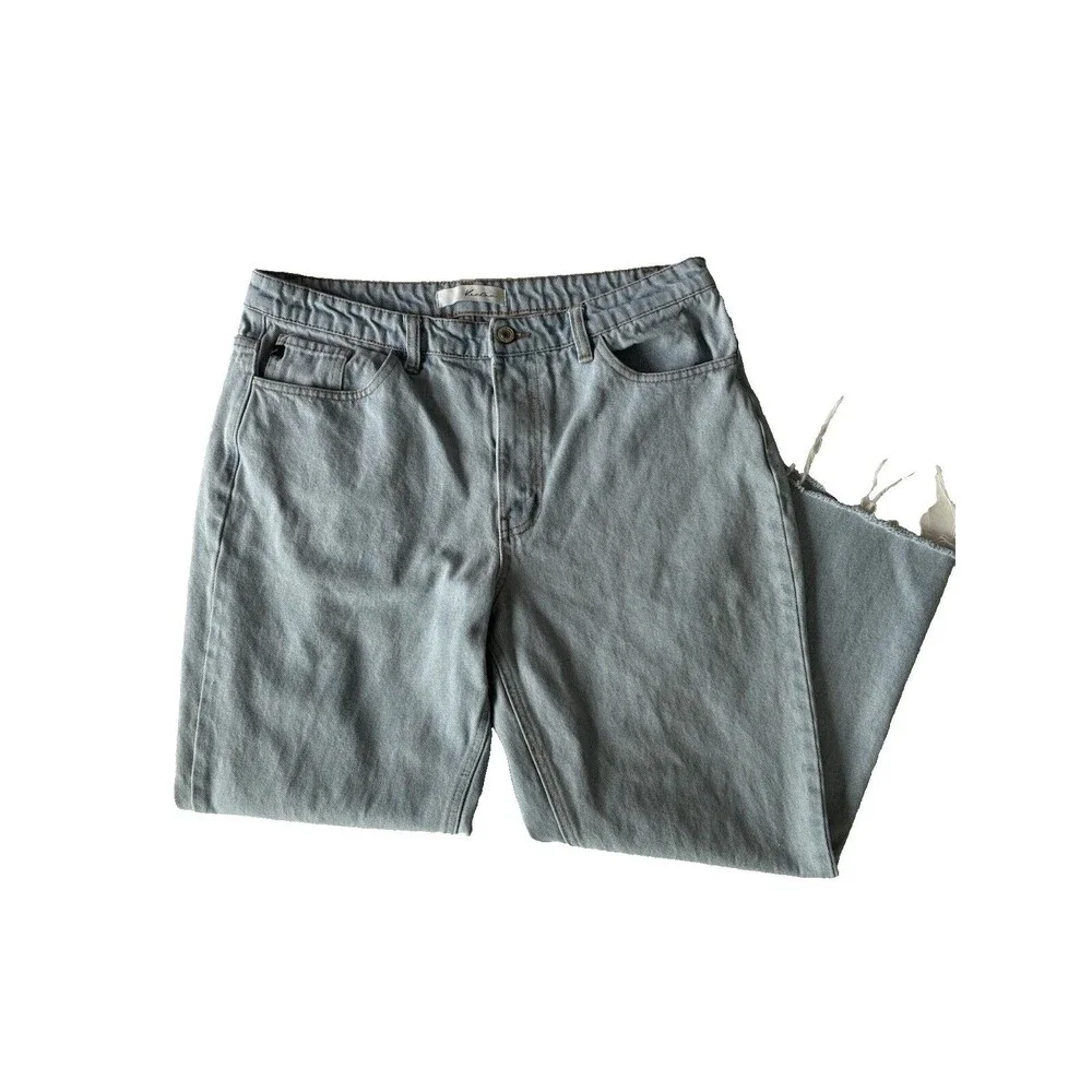 KanCan Jeans Womens 13/30‎ Blue Wide Leg Cropped Ultra High Rise Stretch Baggy